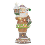Karácsonyi télapó figura LED világítással 32 cm – barna
