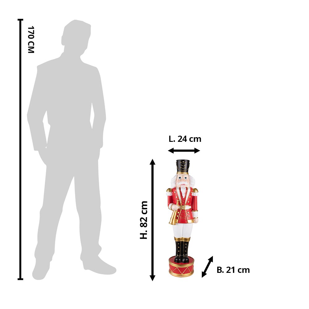 Nagyméretű karácsonyi diótörő figura 82 cm – piros, fehér