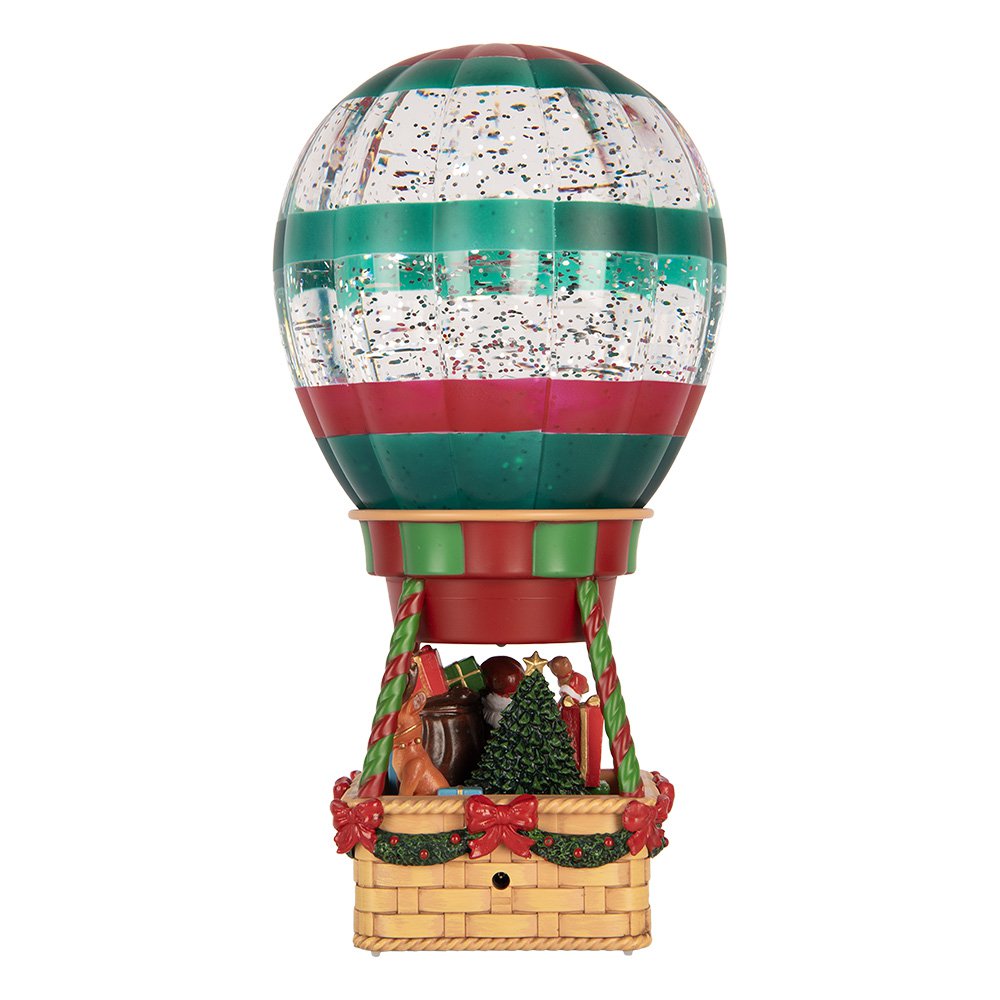 Karácsonyi hőlégballon dekoráció LED világítással és zenével 25 cm – barna