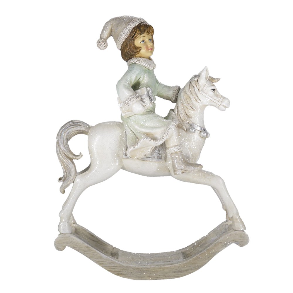 Karácsonyi hintaló figura 26 cm – zöld, bézs