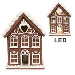 Karácsonyi mézeskalács házikó LED világítással 22 cm – barna
