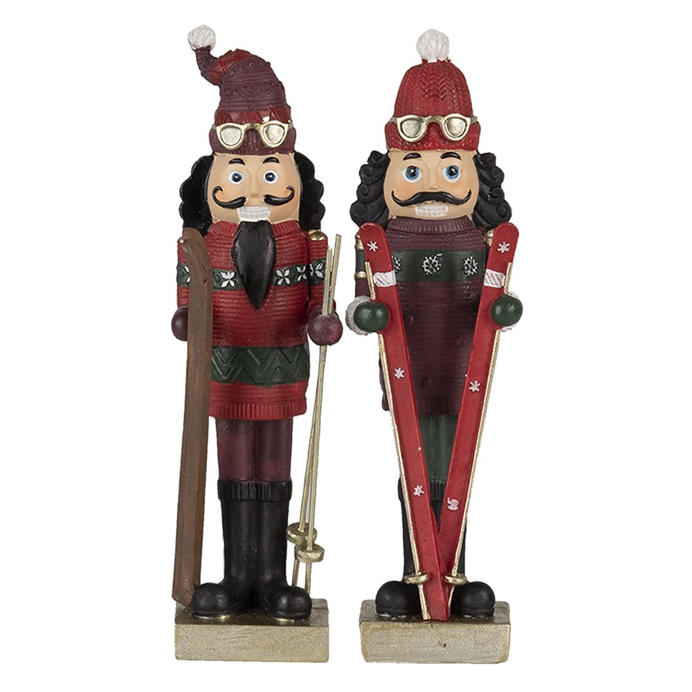 Karácsonyi diótörő figura 17 cm – piros, zöld