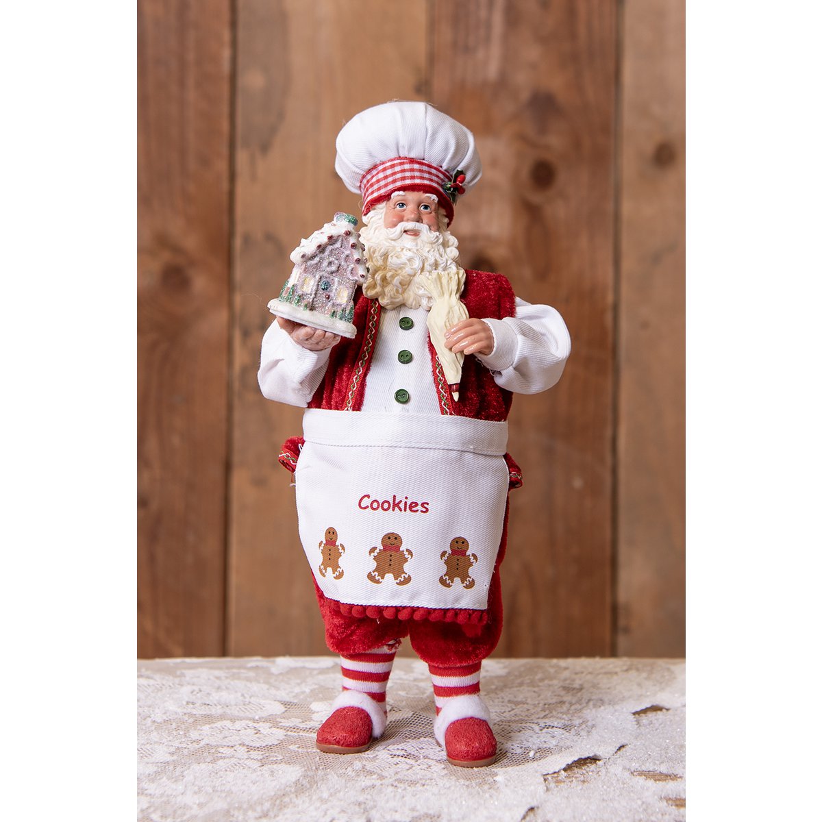 Karácsonyi télapó figura 28 cm – piros, fehér