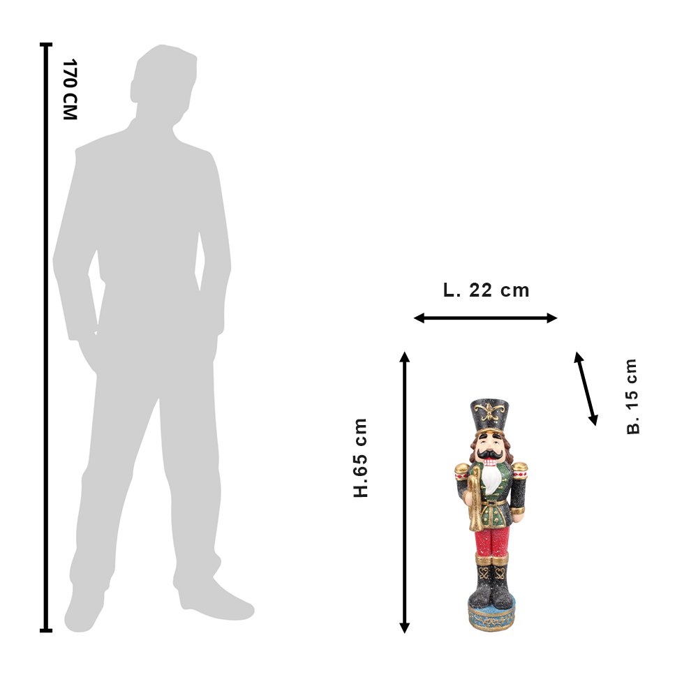 Nagyméretű karácsonyi diótörő figura 65 cm – zöld, arany