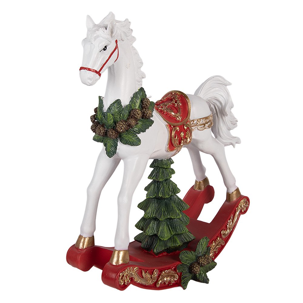 Karácsonyi hintaló figura 39 cm – fehér