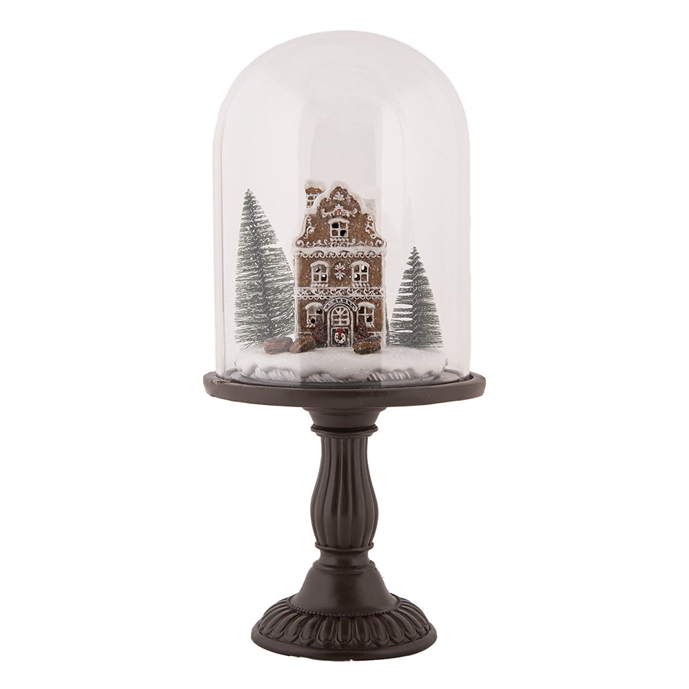 Karácsonyi mézeskalács házikó LED világítással 36 cm – barna