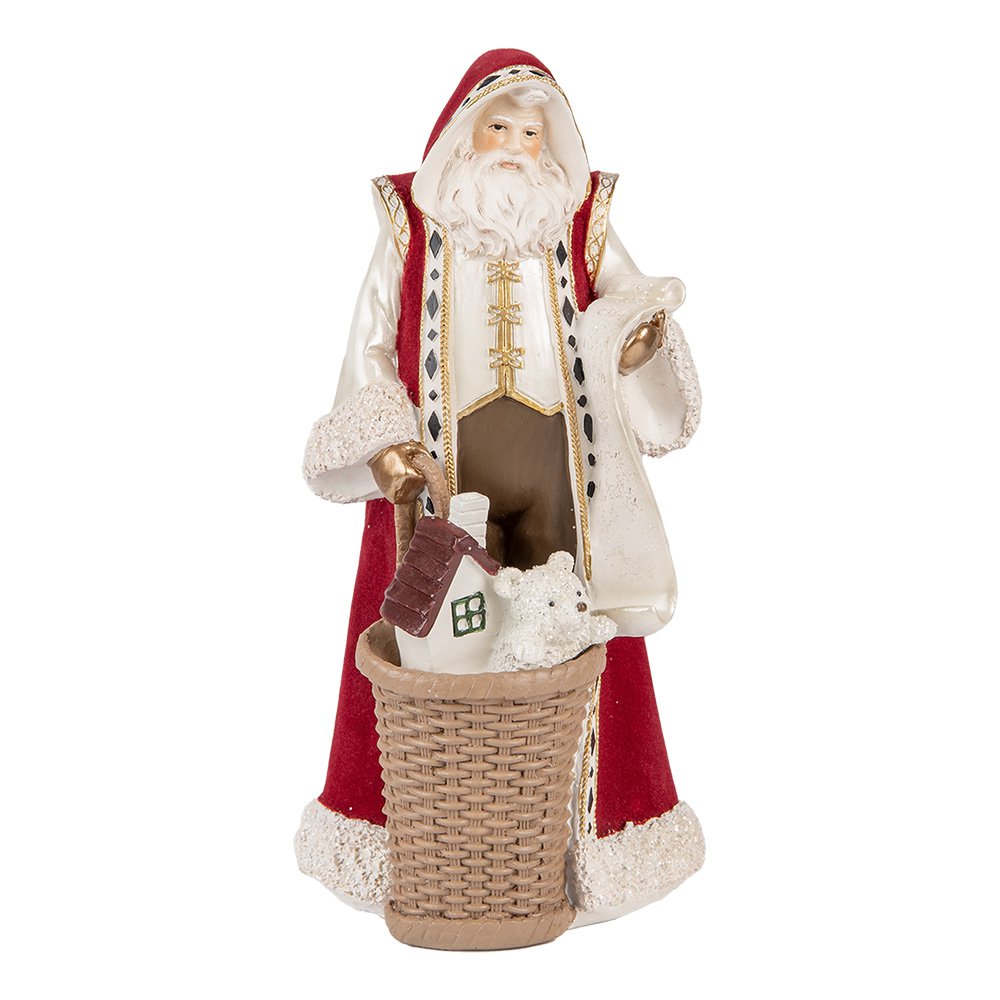Karácsonyi télapó figura 29 cm – piros, bézs