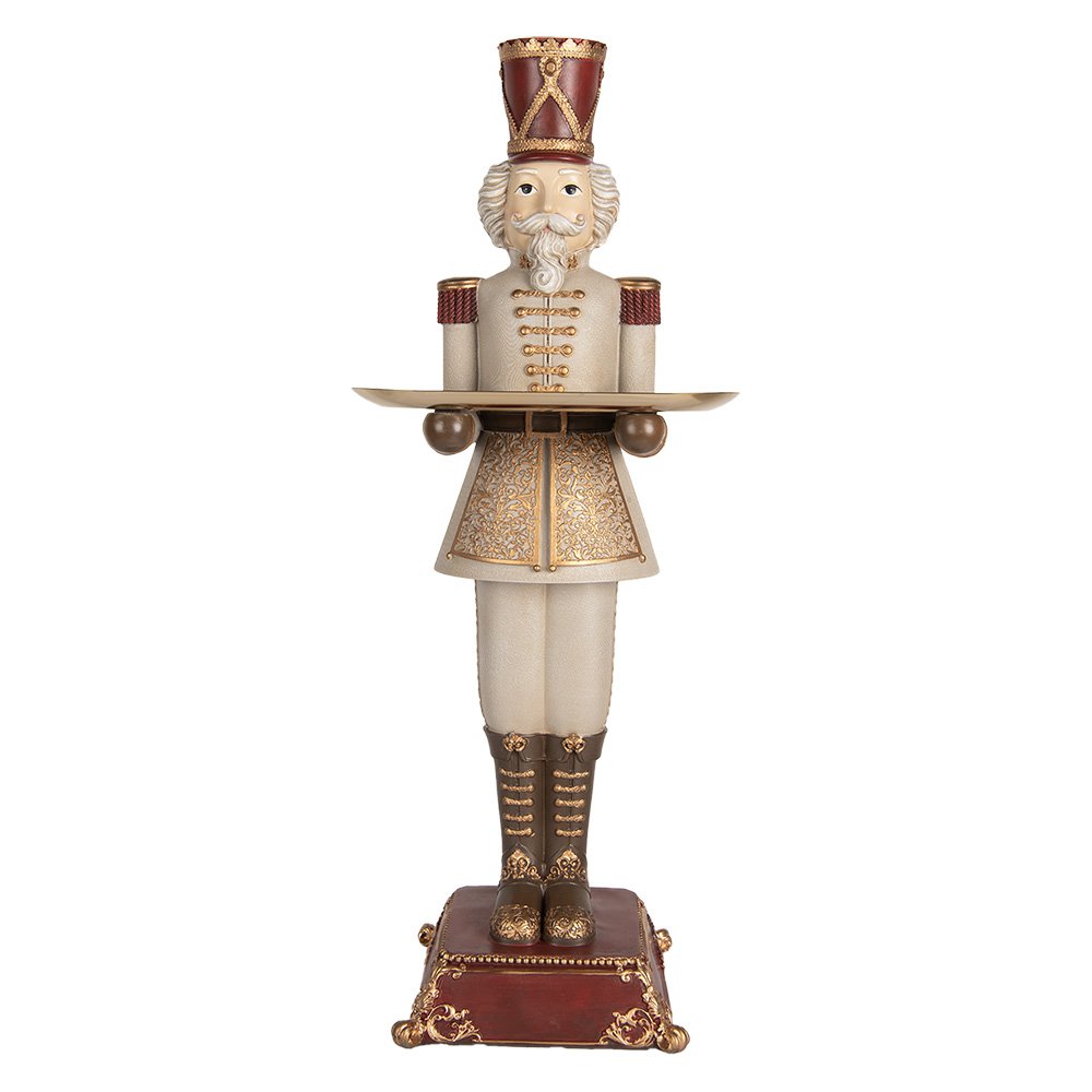 Nagyméretű karácsonyi diótörő figura 61 cm – szürke