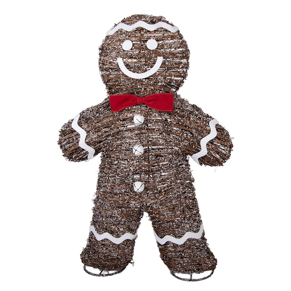 Nagyméretű karácsonyi mézeskalács figura LED világítással 61 cm – barna