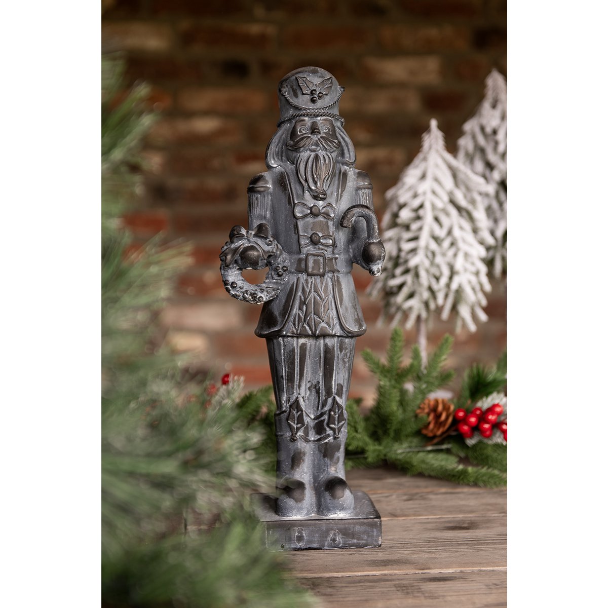Karácsonyi diótörő figura 47 cm – szürke