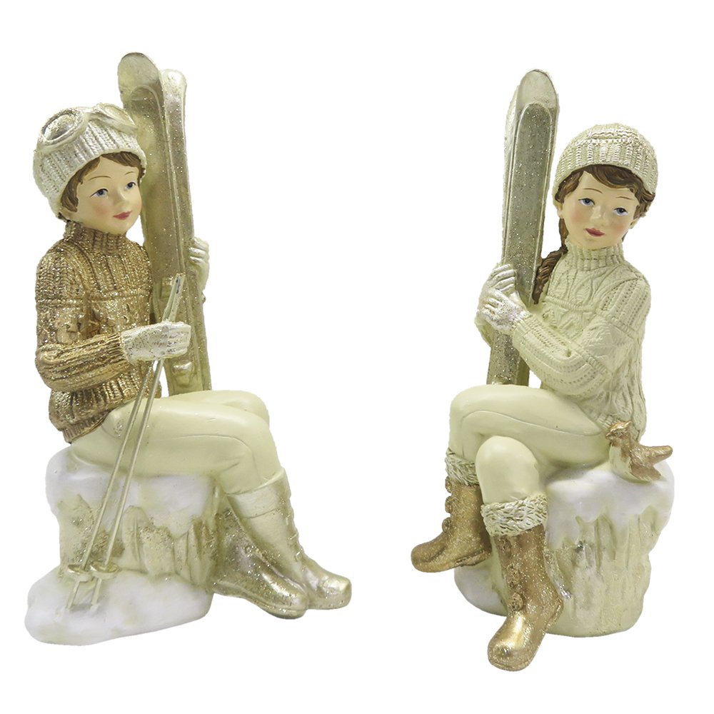 Karácsonyi figura 18 cm – bézs, arany