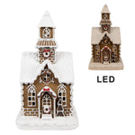 Karácsonyi mézeskalács házikó LED világítással 25 cm – fehér, barna