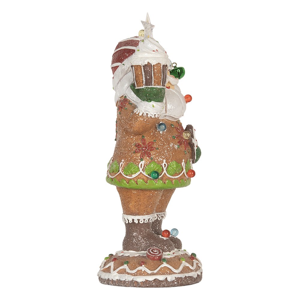Karácsonyi télapó figura LED világítással 32 cm – barna