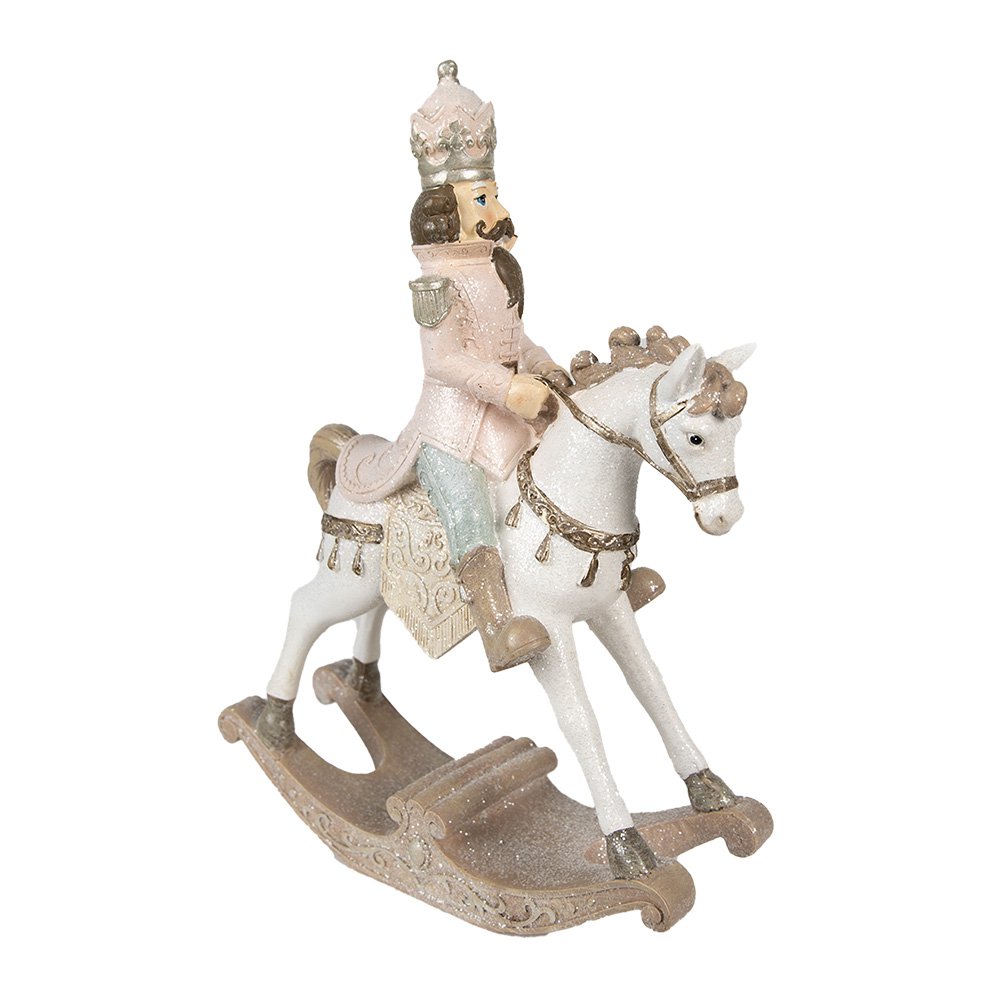 Karácsonyi diótörő figura 29 cm – fehér, rózsaszín