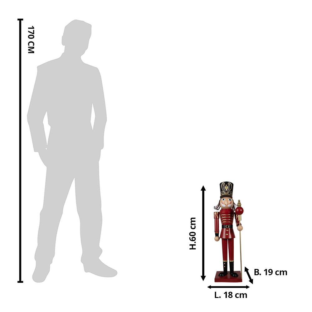 Nagyméretű karácsonyi diótörő figura 60 cm – piros