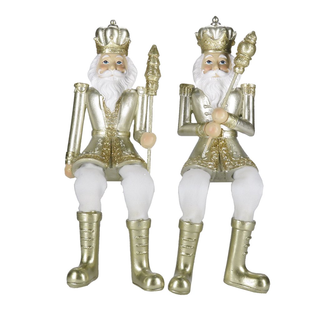 Karácsonyi diótörő figura 12 cm – fehér, arany