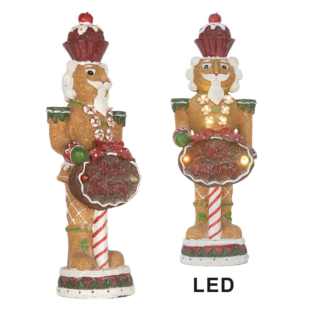 Karácsonyi diótörő figura LED világítással – barna