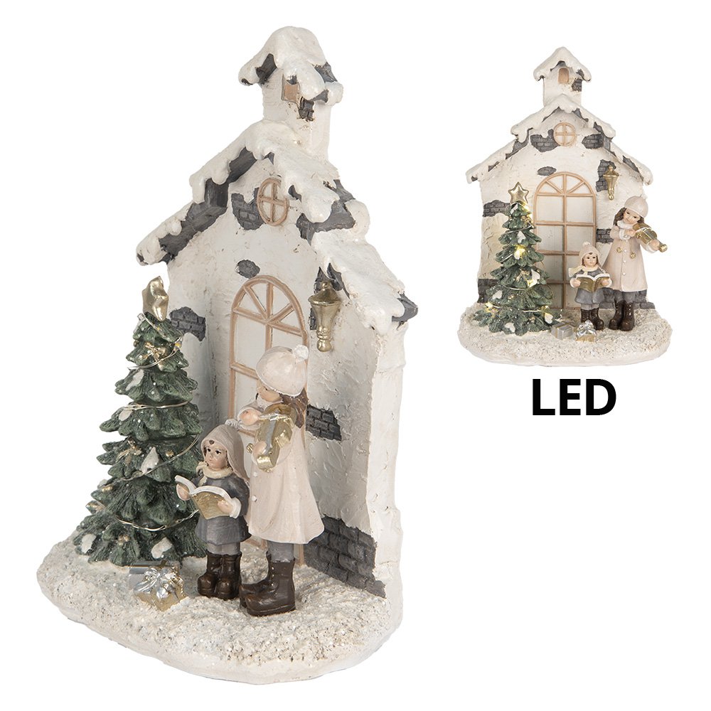 Karácsonyfa LED világítással 21 cm – bézs