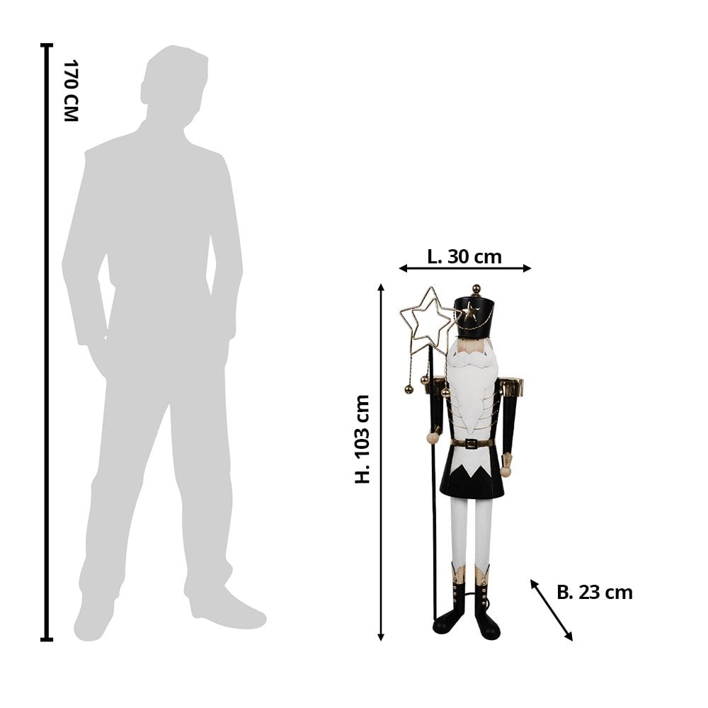Nagyméretű karácsonyi diótörő figura 103 cm – fehér, fekete