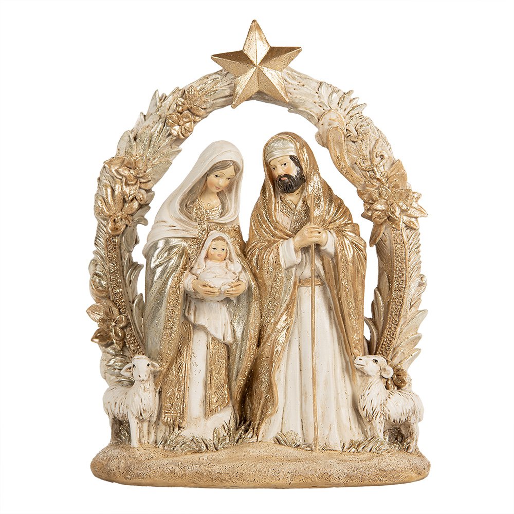 Karácsonyi csillag dekoráció 24 cm – bézs, arany