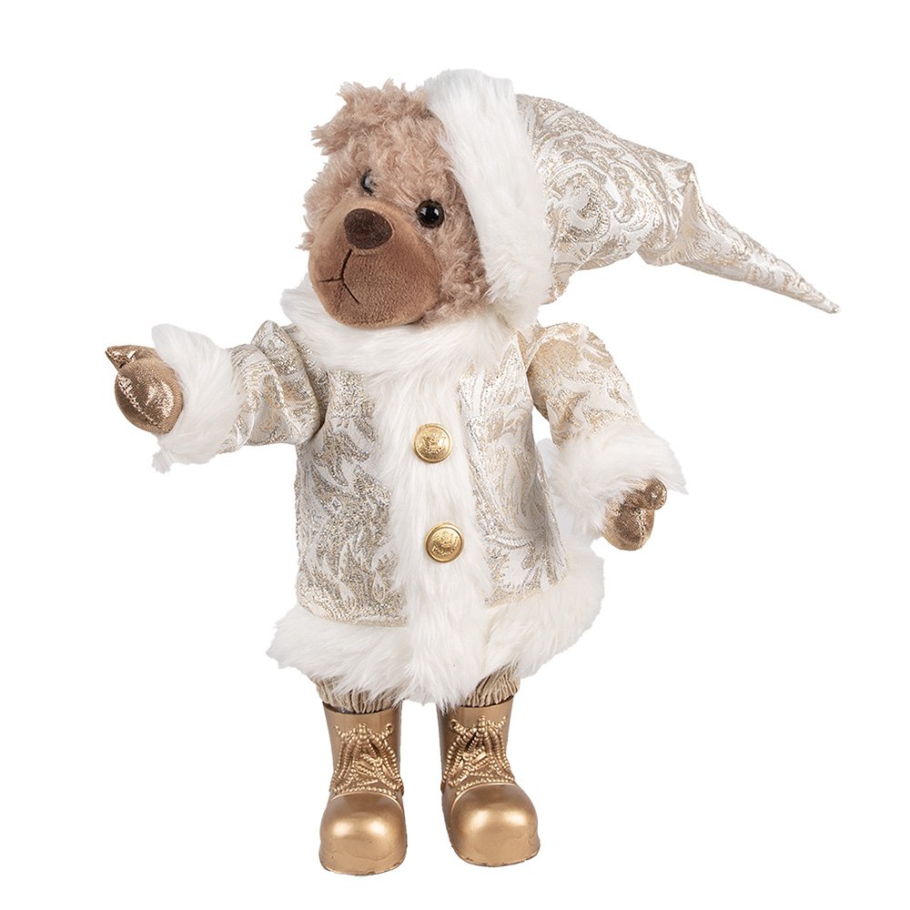 Karácsonyi télapó figura 36 cm – bézs