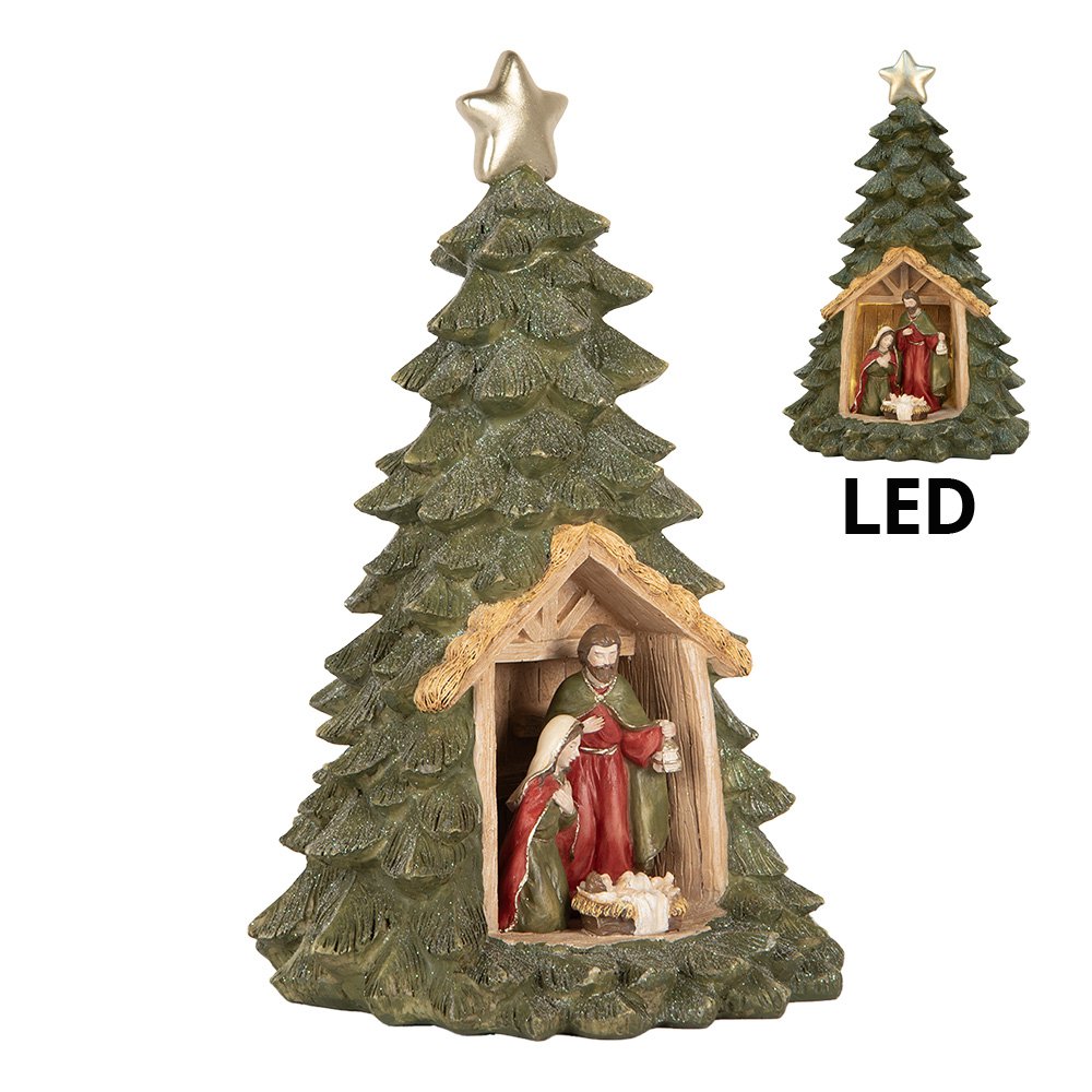 Karácsonyfa LED világítással 25 cm – zöld