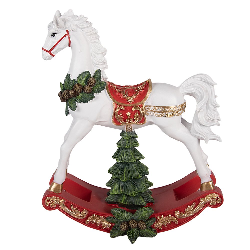 Karácsonyi hintaló figura 39 cm – fehér