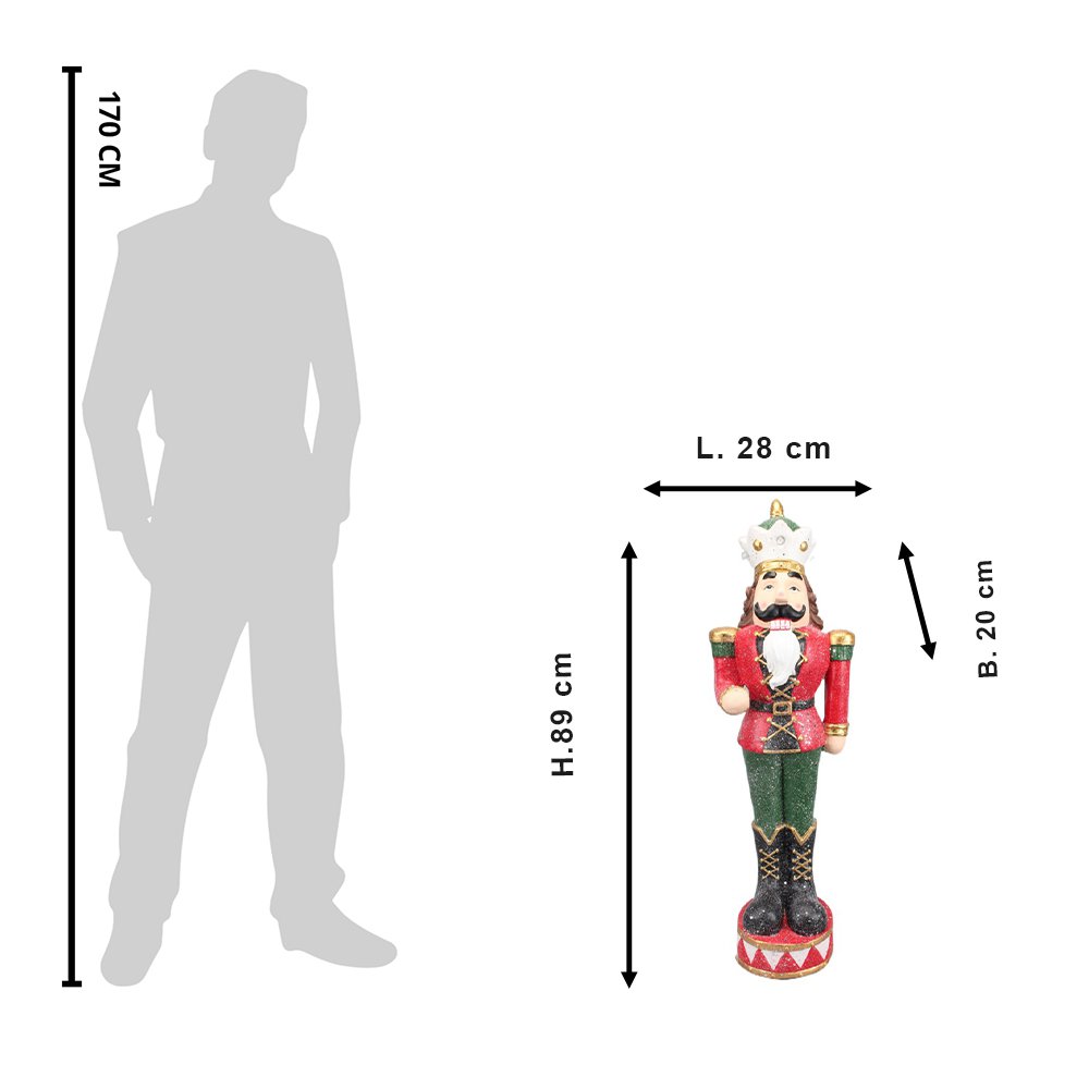 Nagyméretű karácsonyi diótörő figura 89 cm – piros, zöld