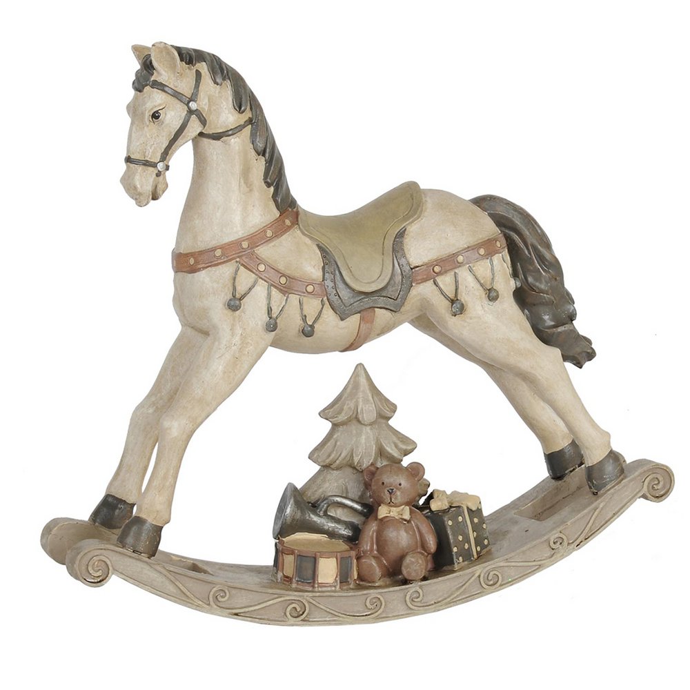 Karácsonyi hintaló figura 27 cm – fehér
