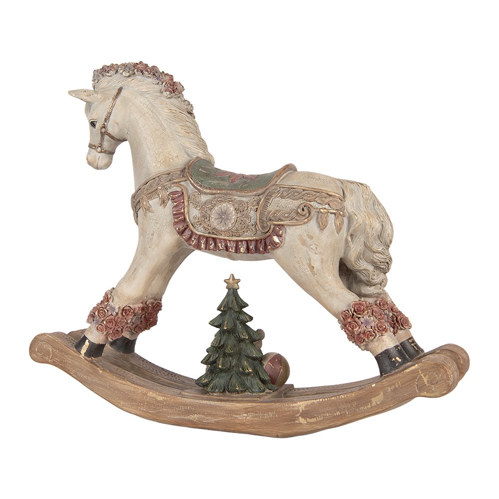 Karácsonyi hintaló figura 46 cm – bézs
