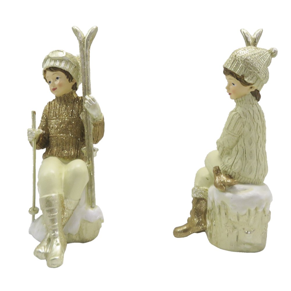 Karácsonyi figura 18 cm – bézs, arany