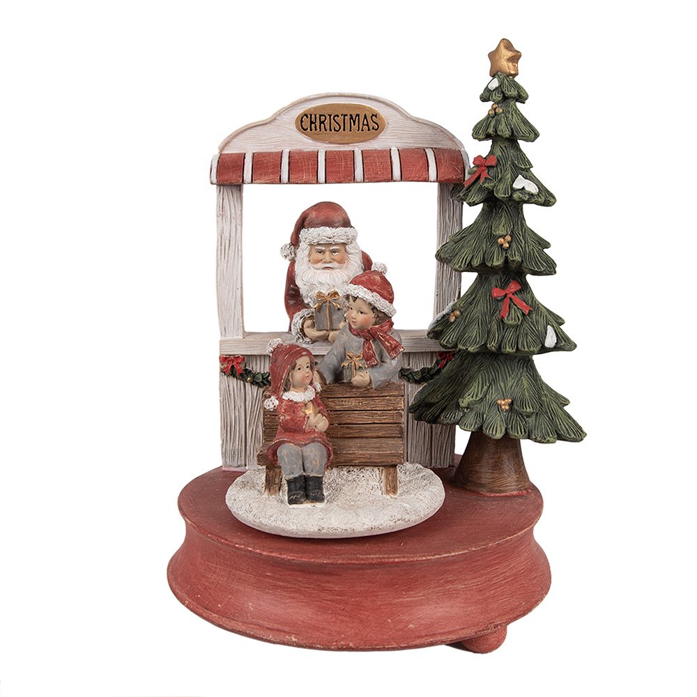 Karácsonyi télapó figura zenével 24 cm – piros, zöld