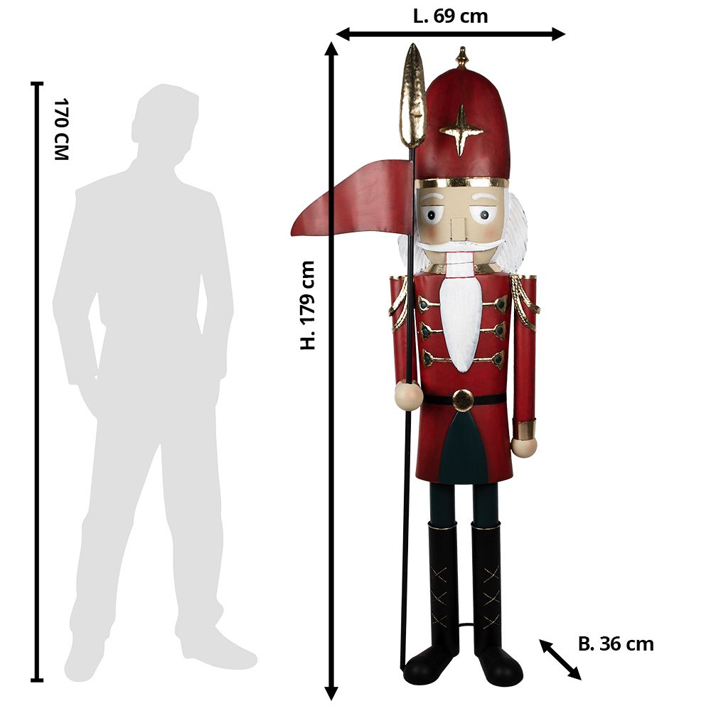 Nagyméretű karácsonyi diótörő figura 179 cm – piros