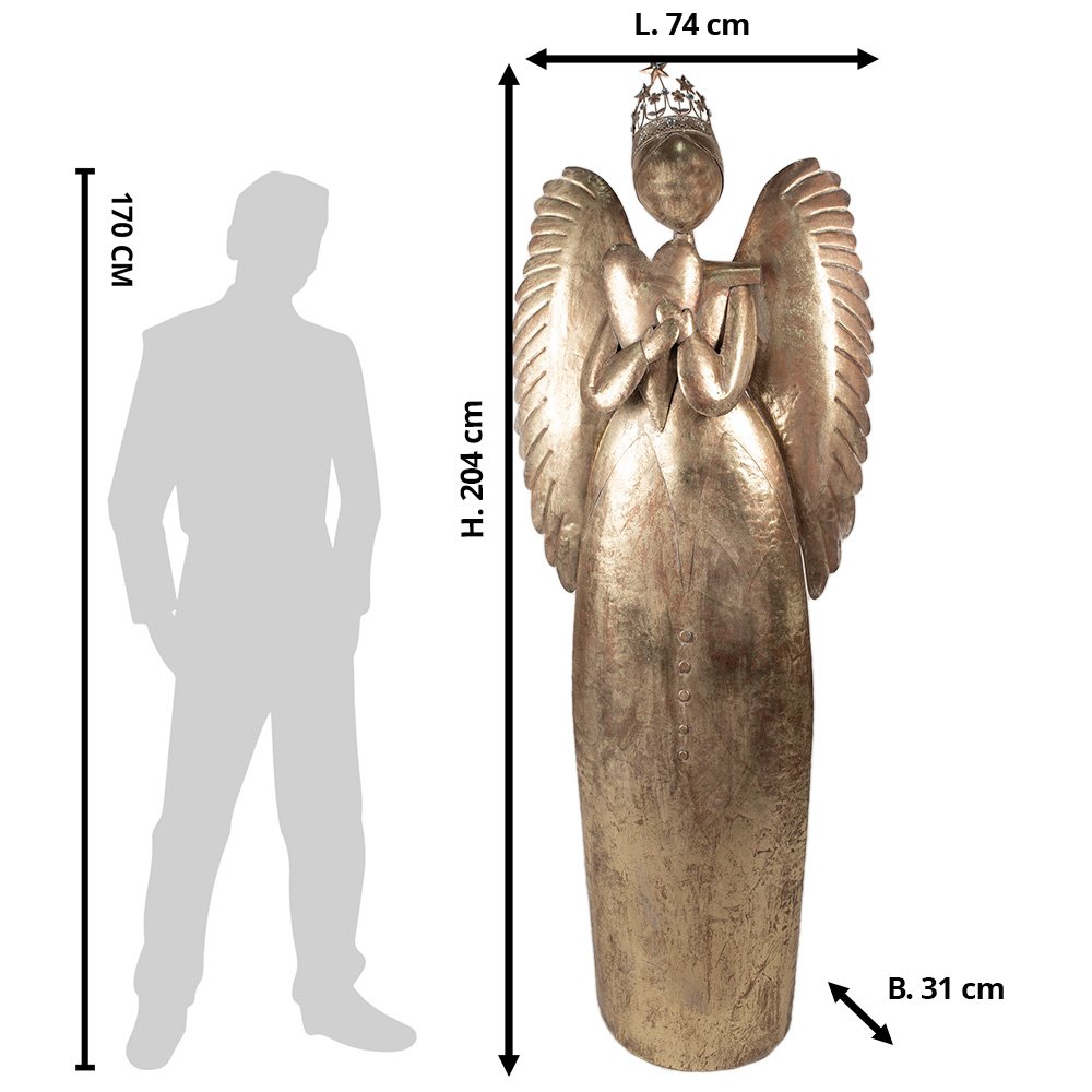 Nagyméretű karácsonyi angyal figura 204 cm – arany
