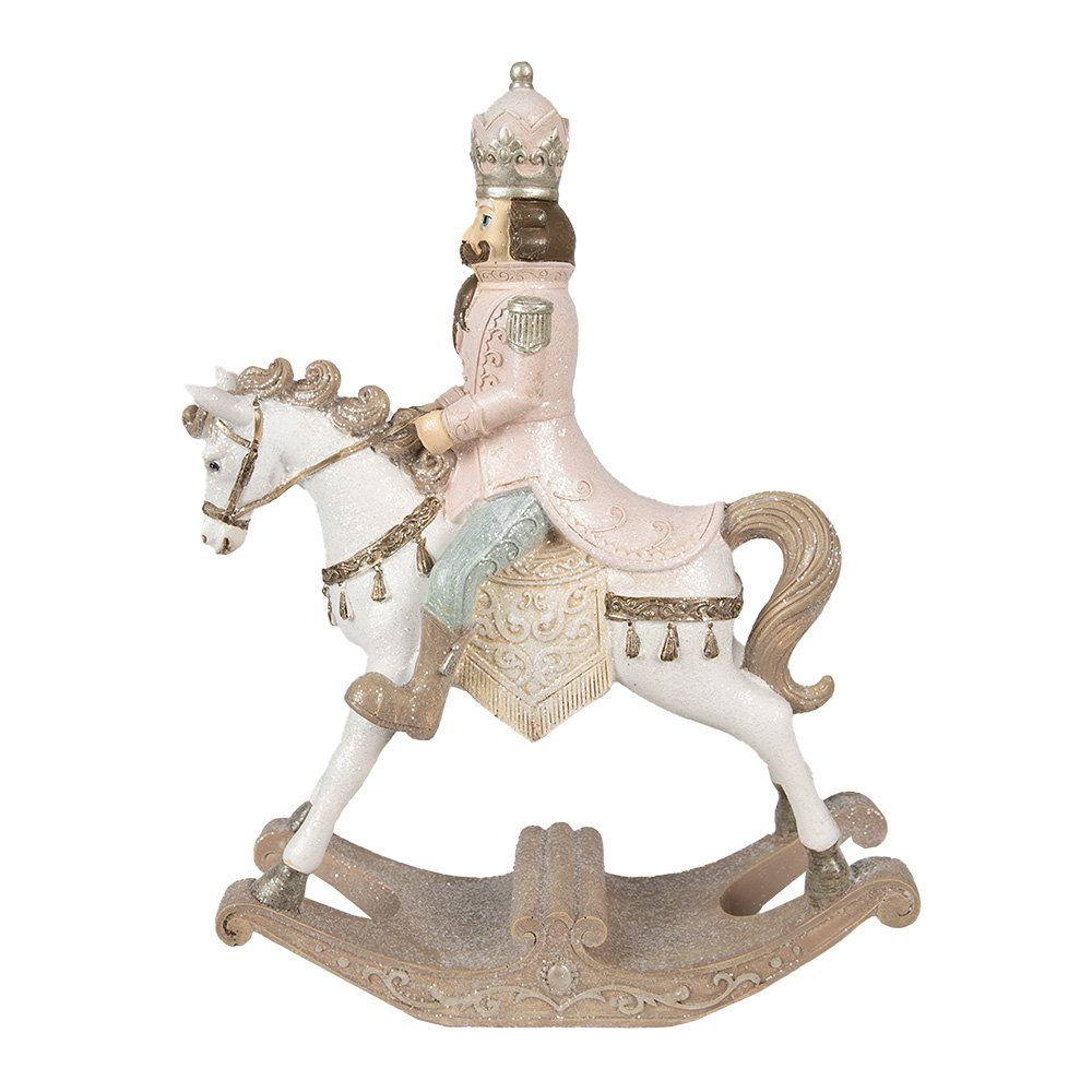 Karácsonyi diótörő figura 29 cm – fehér, rózsaszín