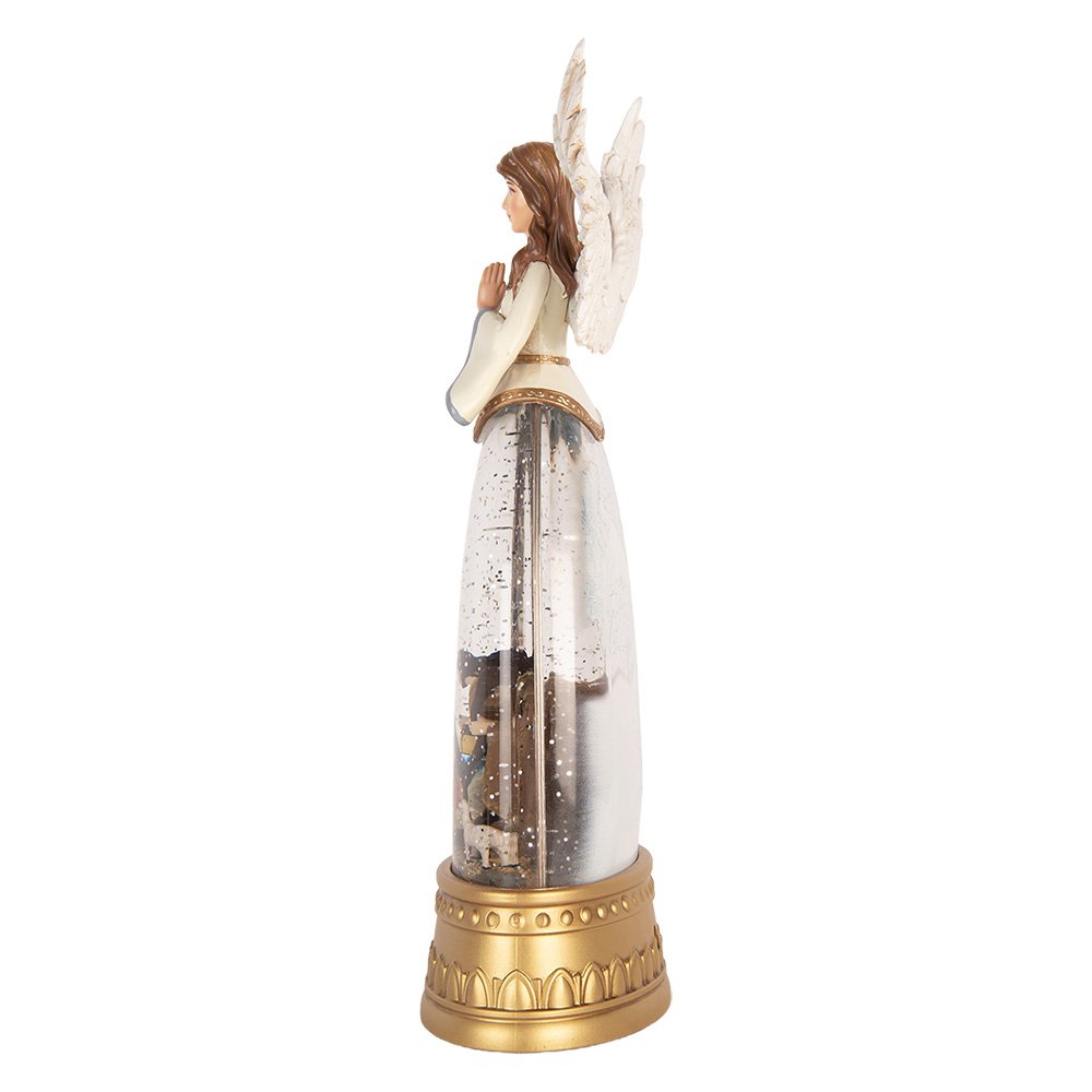 Karácsonyi angyal figura LED világítással és zenével 32 cm – fehér