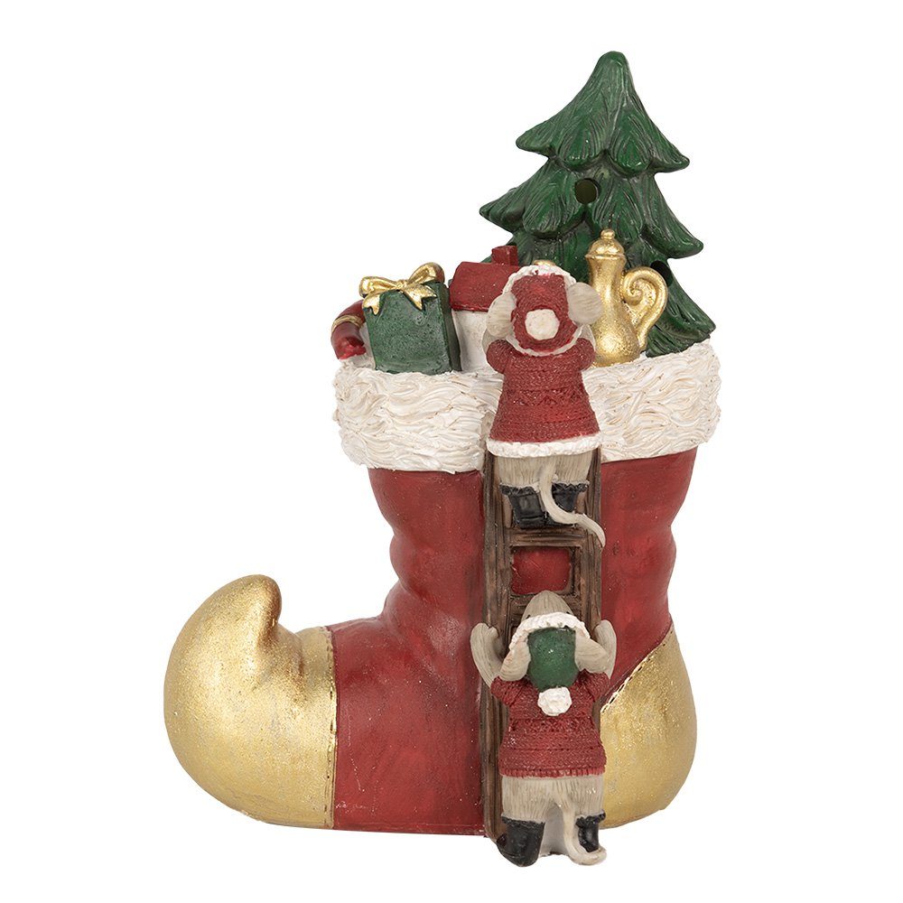Karácsonyi egér figura LED világítással 19 cm – piros, zöld