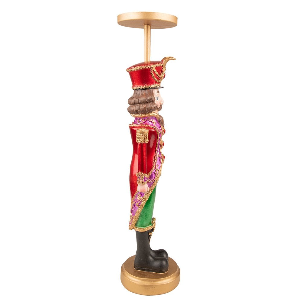 Karácsonyi diótörő gyertyatartó 42 cm – piros, zöld