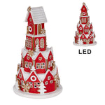 Karácsonyi mézeskalács házikó LED világítással 22 cm – piros