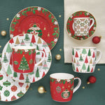 Kotyogós kávéfőző karácsonyi mintával porcelán csészével Jingle Bells