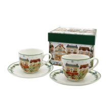 Karácsonyi Porcelán csésze + alj, 270 ml2 személyes, dobozban, Christmas City 2