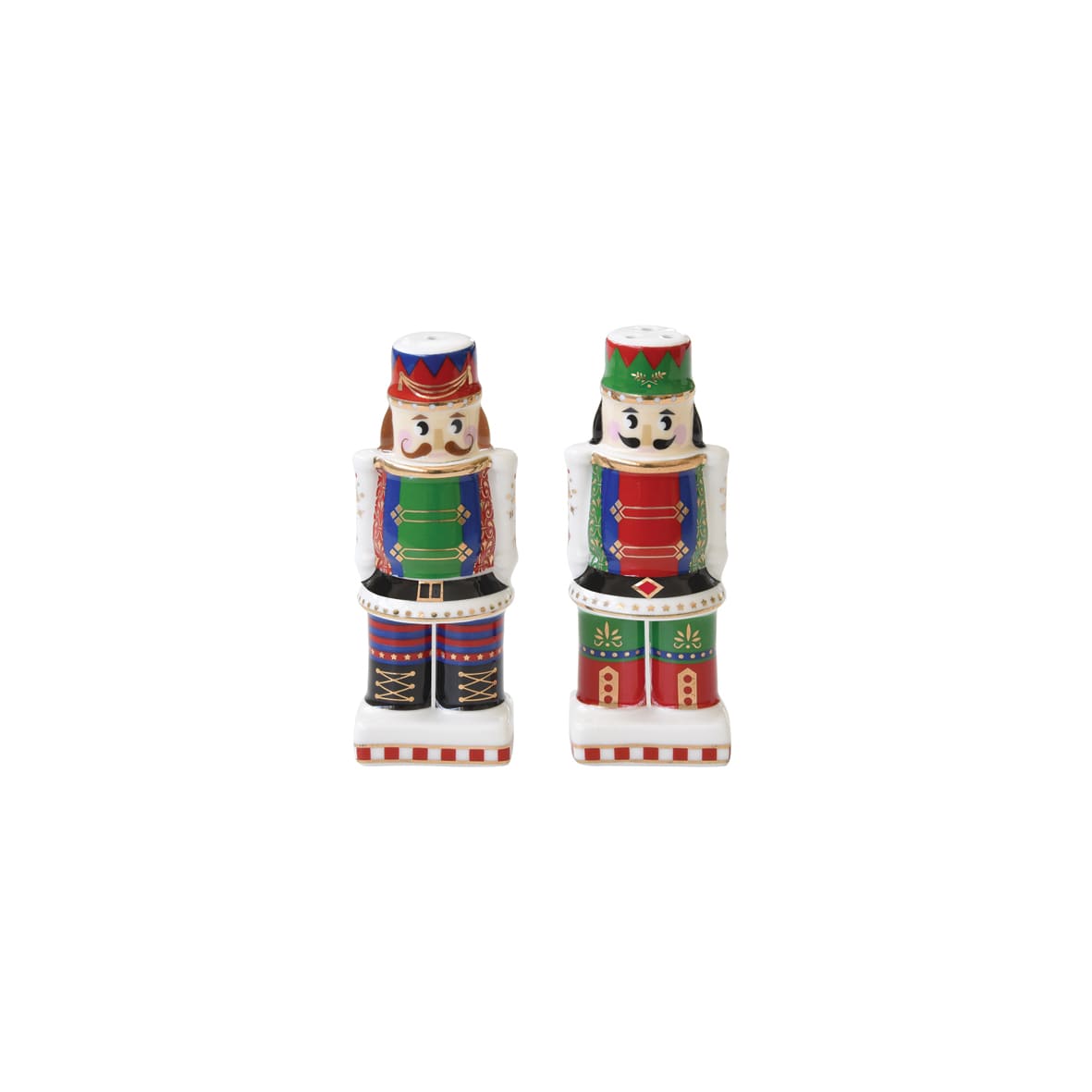 Karácsonyi porcelán diótörő mintás só-borsszóró szett díszdobozban Nutcrackers