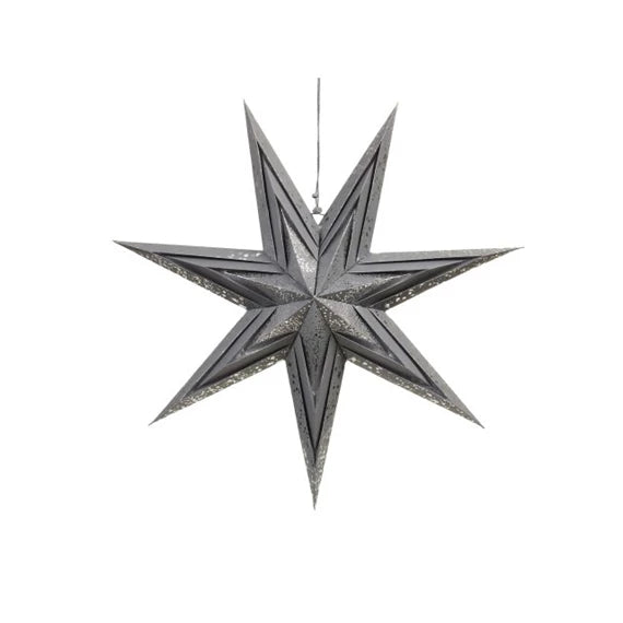 Karácsonyfadísz – csillag akasztós 60 cm – ezüst, szürke