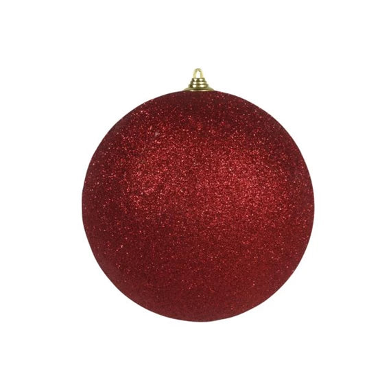 Karácsonyfagömb glitteres 13,5 cm – piros, műanyag