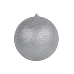 Karácsonyfagömb glitteres 18 cm – ezüst, műanyag