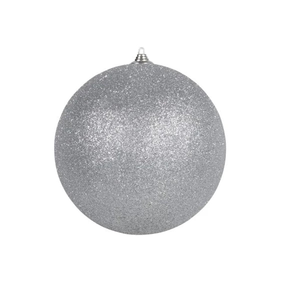Karácsonyfagömb glitteres 25 cm – ezüst, műanyag