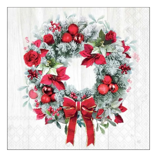 Karácsonyi szalvéta – Blooming wreath, 33x33 cm, 20 db-os