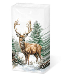 Karácsonyi szarvas mintás papír zsebkendő 10 db-os Winter Stag