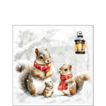 Karácsonyi mókusos szalvéta 25x25 cm 20 db-os Squirrel Family