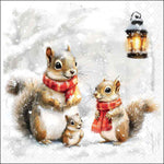 Karácsonyi mókusos szalvéta 33x33 cm 20 db-os Squirrel Family